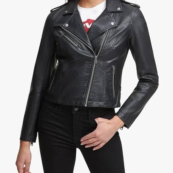 Levi’s The Classic Faux Leather Moto Jacket BNWOT - Picture 6 of 7